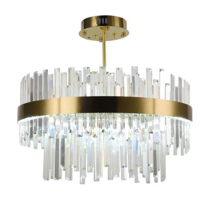Candelabro suspenso de cristal LED com regulação LED/80W/230V 3000-6500K dourada + controlo remoto