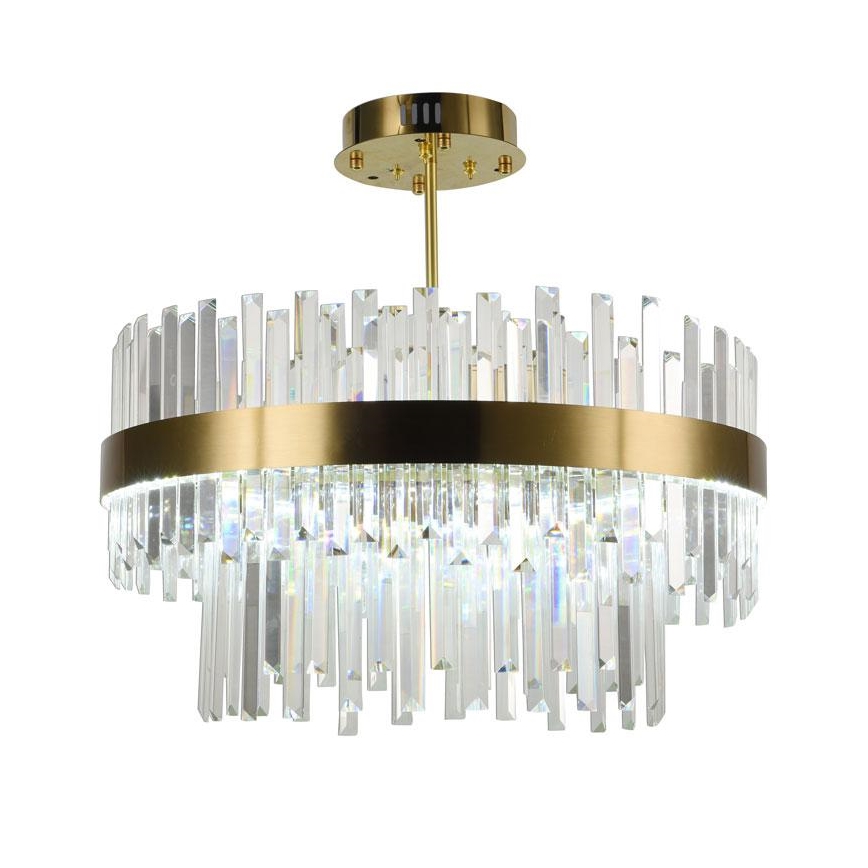 Candelabro suspenso de cristal LED com regulação LED/80W/230V 3000-6500K dourada + controlo remoto