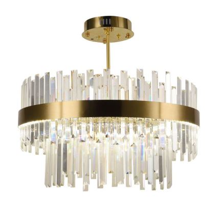 Candelabro suspenso de cristal LED com regulação LED/80W/230V 3000-6500K dourada + controlo remoto