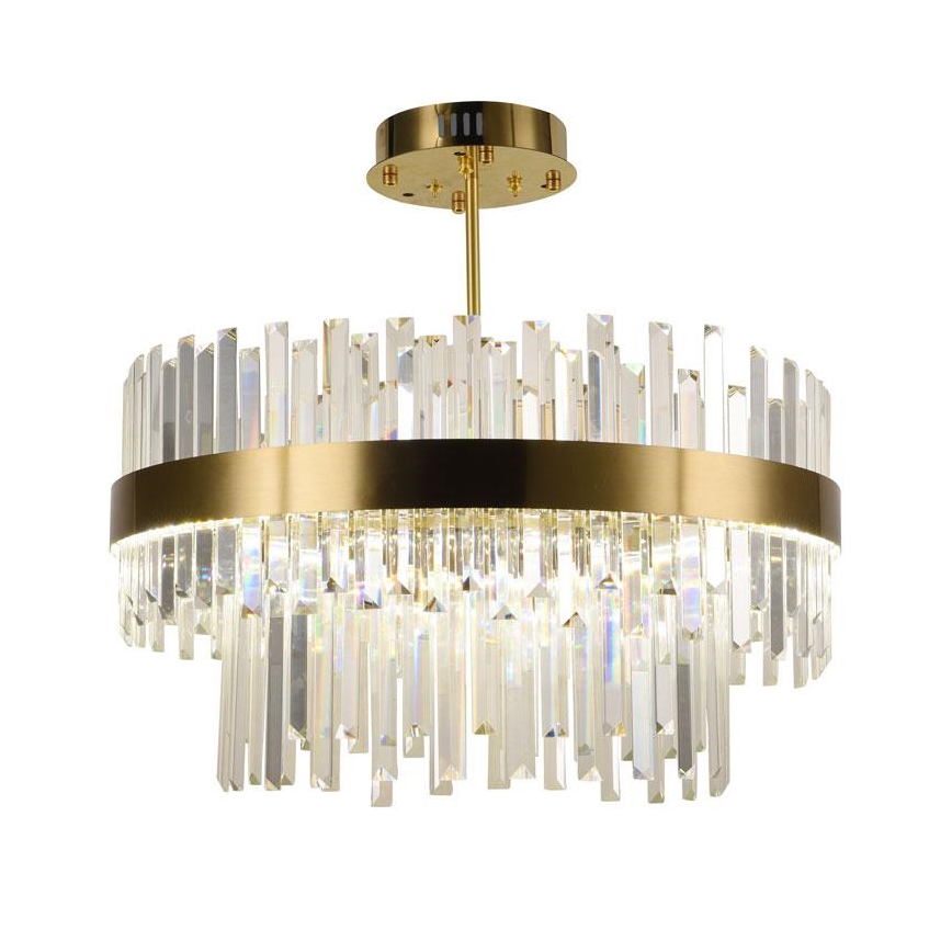 Candelabro suspenso de cristal LED com regulação LED/80W/230V 3000-6500K dourada + controlo remoto