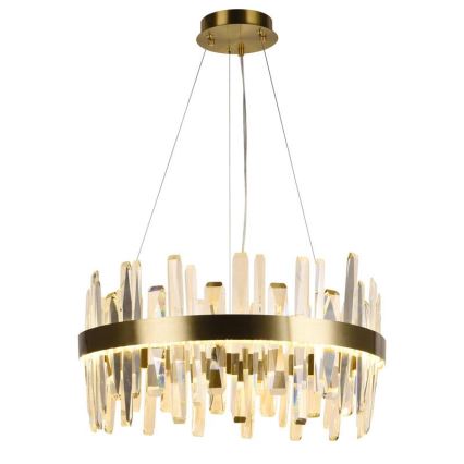 Candelabro suspenso de cristal LED com regulação LED/80W/230V 3000-6500K dourada + controlo remoto