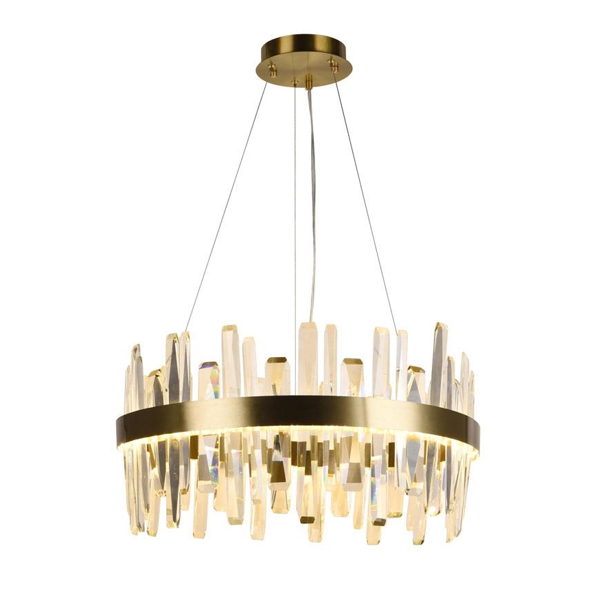 Candelabro suspenso de cristal LED com regulação LED/80W/230V 3000-6500K dourada + controlo remoto