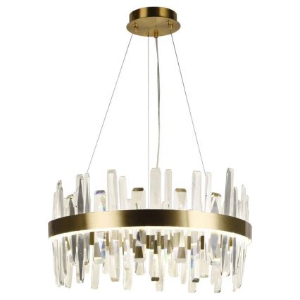 Candelabro suspenso de cristal LED com regulação LED/80W/230V 3000-6500K dourada + controlo remoto