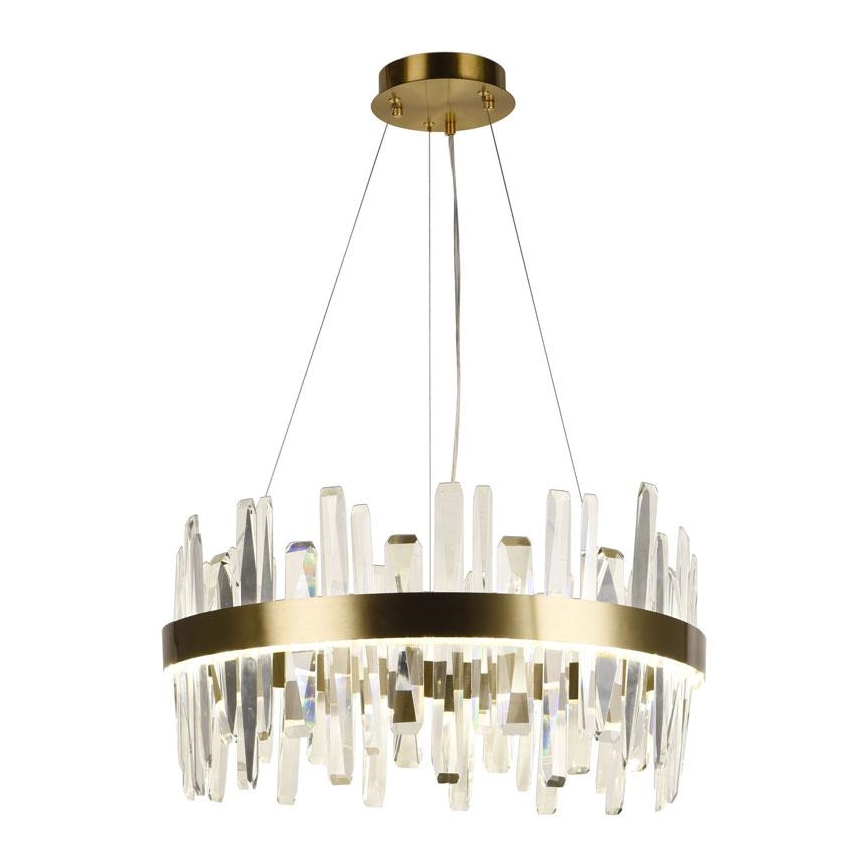 Candelabro suspenso de cristal LED com regulação LED/80W/230V 3000-6500K dourada + controlo remoto