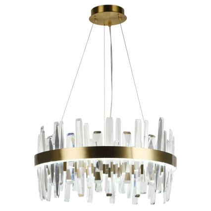 Candelabro suspenso de cristal LED com regulação LED/80W/230V 3000-6500K dourada + controlo remoto