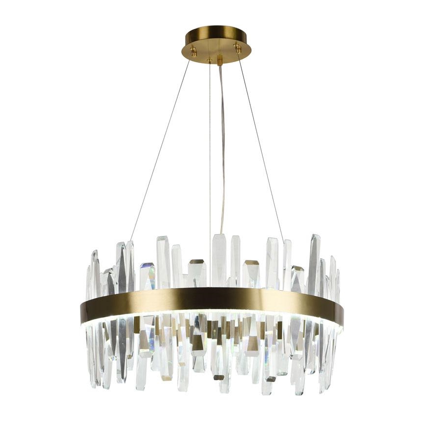 Candelabro suspenso de cristal LED com regulação LED/80W/230V 3000-6500K dourada + controlo remoto