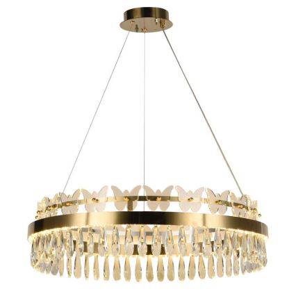 Candelabro suspenso de cristal LED com regulação LED/80W/230V 3000-6500K dourada + controlo remoto