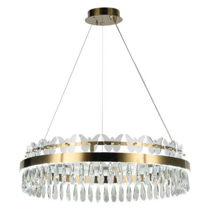 Candelabro suspenso de cristal LED com regulação LED/80W/230V 3000-6500K dourada + controlo remoto