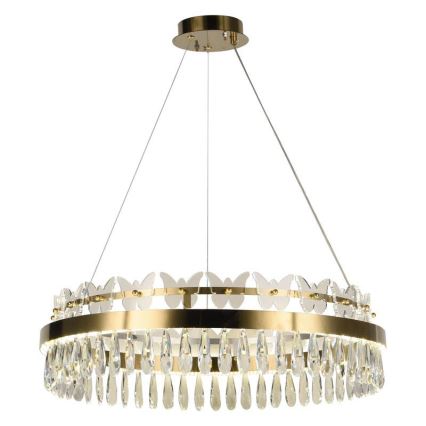 Candelabro suspenso de cristal LED com regulação LED/80W/230V 3000-6500K dourada + controlo remoto