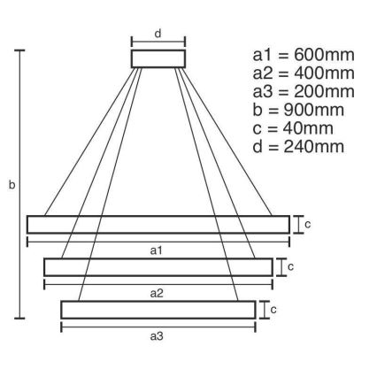 Candelabro suspenso LED com regulação LED/85W/230V 3000-6500K + controlo remoto