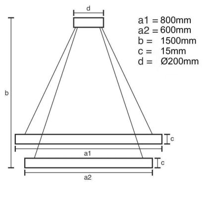 Candelabro suspenso LED com regulação LED/90W/230V 3000-6500K + controlo remoto