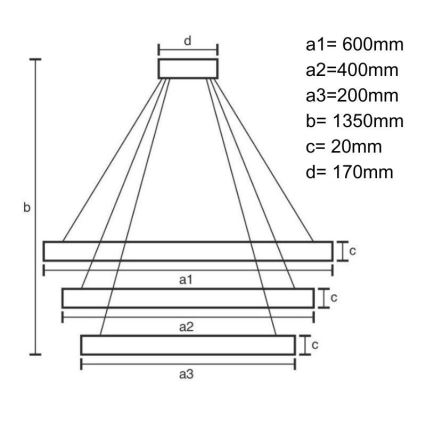 Candelabro suspenso LED com regulação LED/90W/230V 3000-6500K + controlo remoto