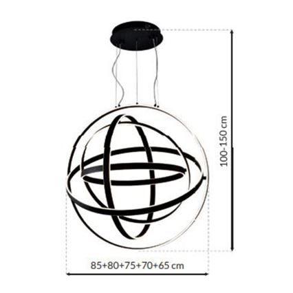 Candelabro suspenso LED COPERNICUS 1xLED/260W/230V preto