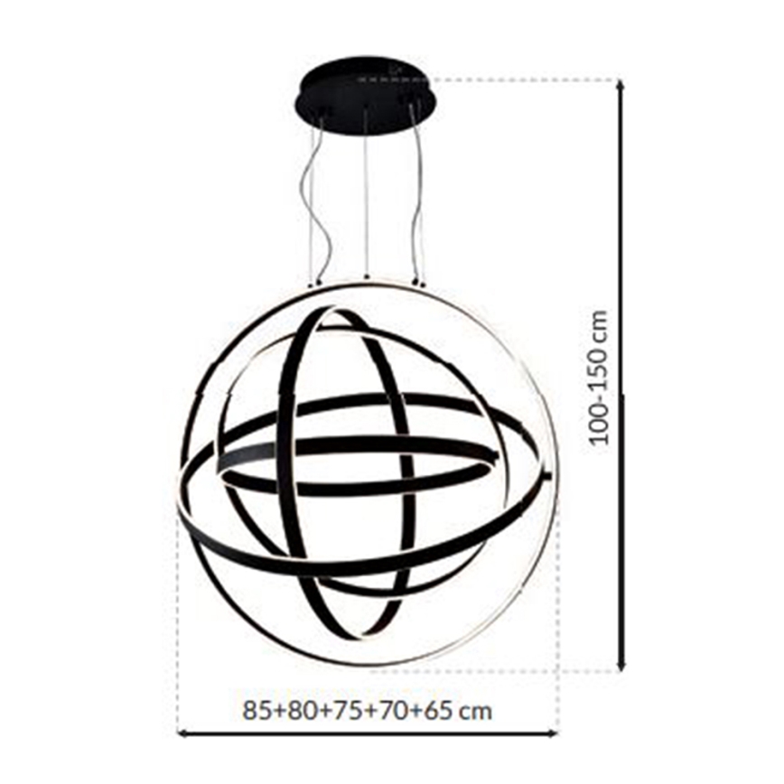 Candelabro suspenso LED COPERNICUS 1xLED/260W/230V preto