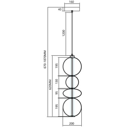 Candelabro suspenso LED DAPHNE LED/36W/230V dourada