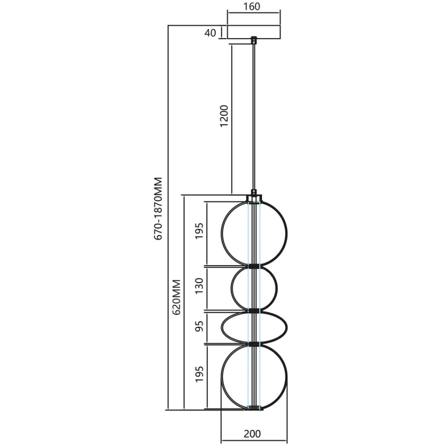 Candelabro suspenso LED DAPHNE LED/36W/230V dourada