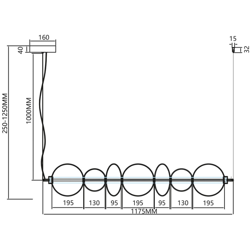 Candelabro suspenso LED DAPHNE LED/40W/230V cinzento