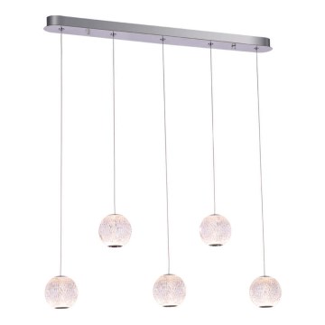 Candelabro suspenso LED ESMOND 5xLED/4,8W/230V cromado brilhante