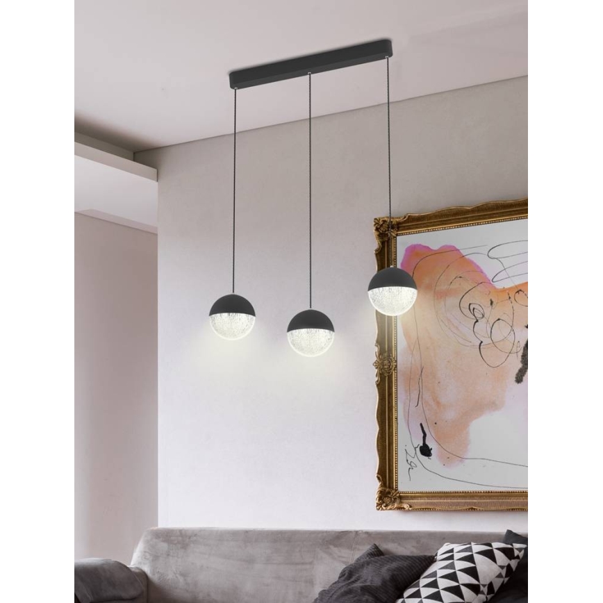 Candelabro suspenso LED FURNI 3xLED/5W/230V preto