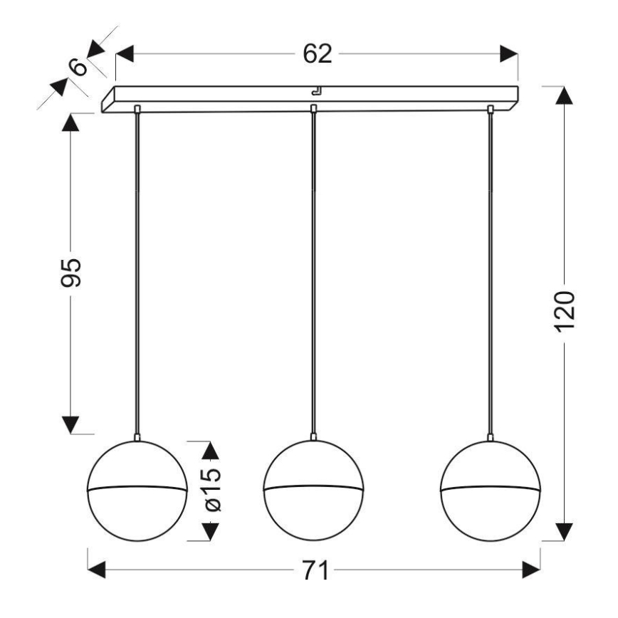Candelabro suspenso LED FURNI 3xLED/5W/230V preto