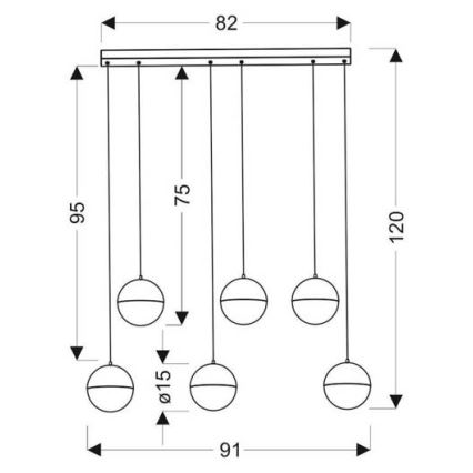 Candelabro suspenso LED FURNI 6xLED/5W/230V