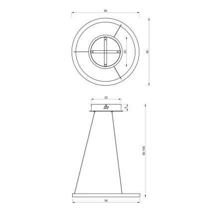 Candelabro suspenso LED GALAXIA LED/26W/230V preto