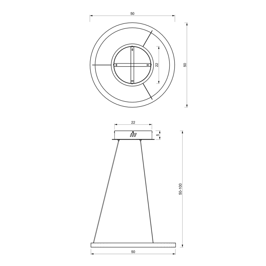 Candelabro suspenso LED GALAXIA LED/26W/230V preto
