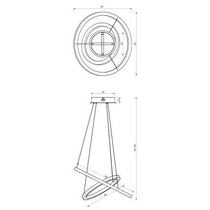 Candelabro suspenso LED GALAXIA LED/46W/230V dourada
