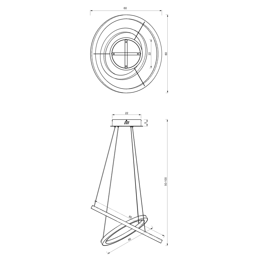Candelabro suspenso LED GALAXIA LED/46W/230V dourada