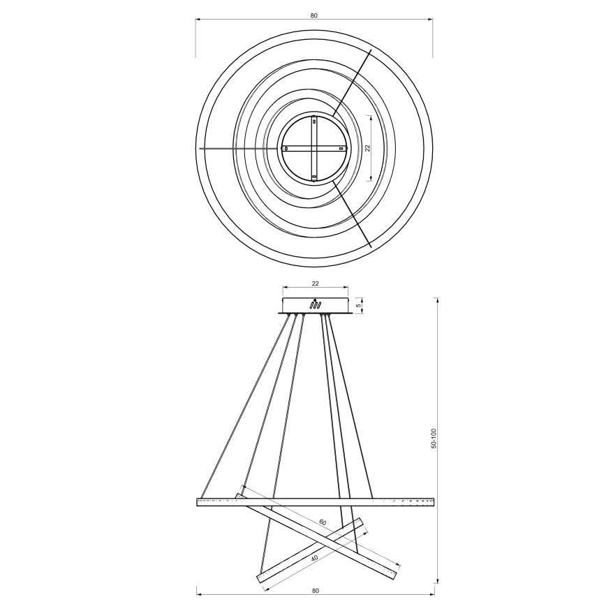 Candelabro suspenso LED GALAXIA LED/85W/230V dourada