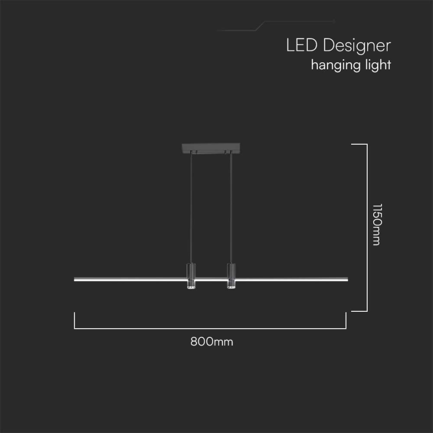 Candelabro suspenso LED LED/19W/230V 3000K preto