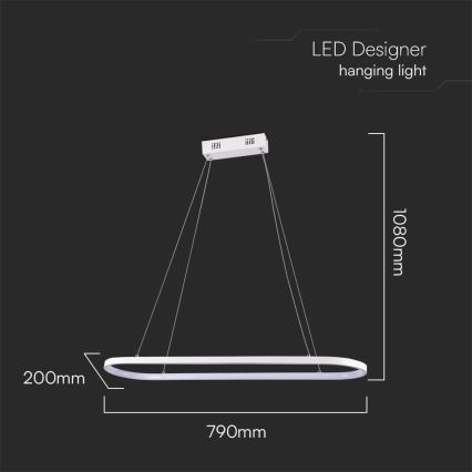 Candelabro suspenso LED LED/24W/230V 3000K branco