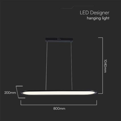 Candelabro suspenso LED LED/24W/230V 4000K preto