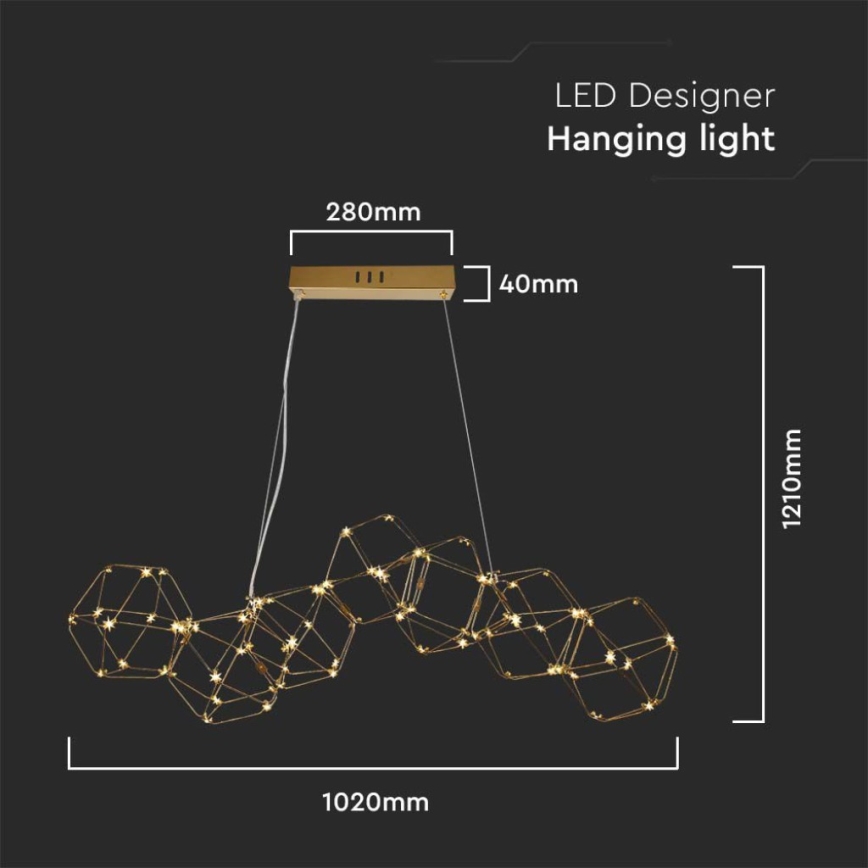 Candelabro suspenso LED LED/28W/230V 3000K dourada