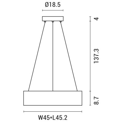 Candelabro suspenso LED LED/30W/230V 3000K 45x45 cm cinzento
