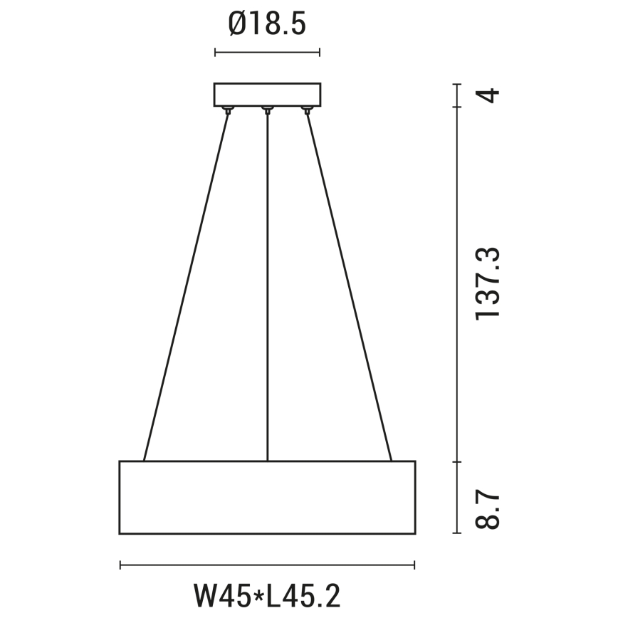 Candelabro suspenso LED LED/30W/230V 3000K 45x45 cm cinzento