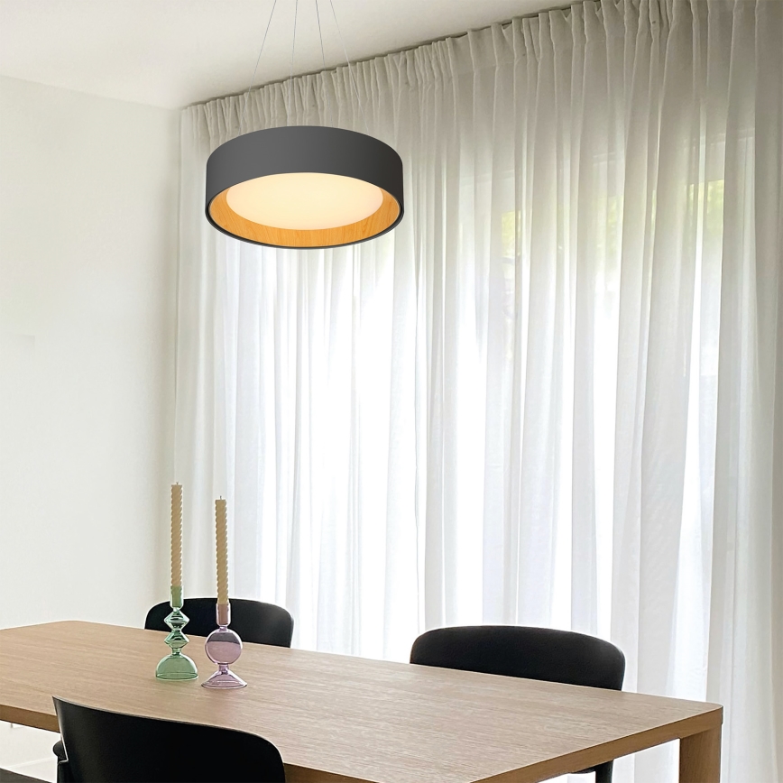 Candelabro suspenso LED LED/30W/230V 3000K diâmetro 45 cm preto/carvalho