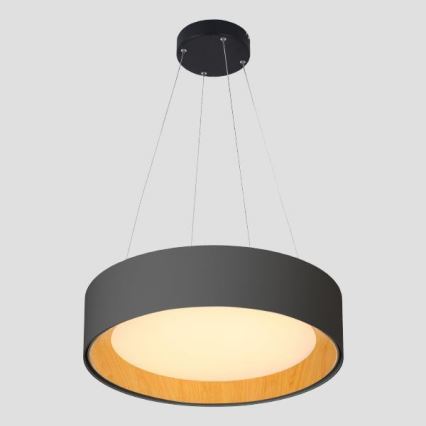 Candelabro suspenso LED LED/30W/230V 3000K diâmetro 45 cm preto/carvalho