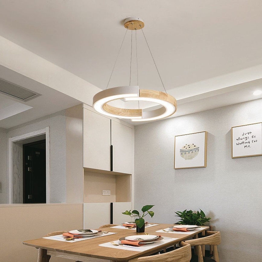 Candelabro suspenso LED LED/32W/230V 3000K branco/madeira