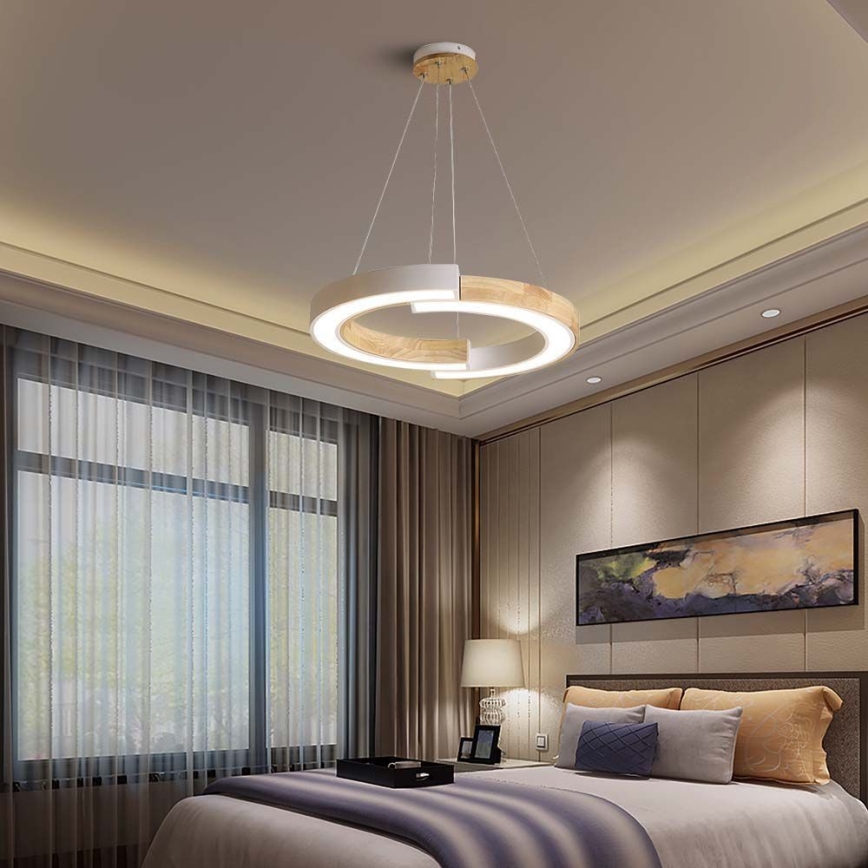Candelabro suspenso LED LED/32W/230V 3000K branco/madeira