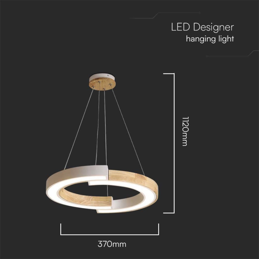Candelabro suspenso LED LED/32W/230V 3000K branco/madeira