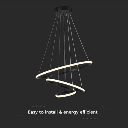 Candelabro suspenso LED LED/32W/230V 3000K preto