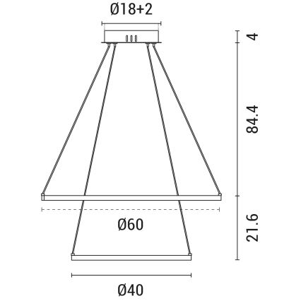 Candelabro suspenso LED LED/37W/230V 3000K branco