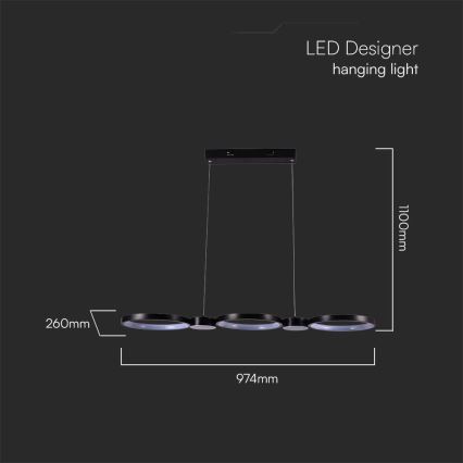 Candelabro suspenso LED LED/38W/230V 4000K preto
