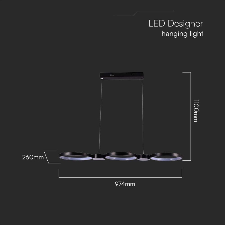Candelabro suspenso LED LED/38W/230V 4000K preto