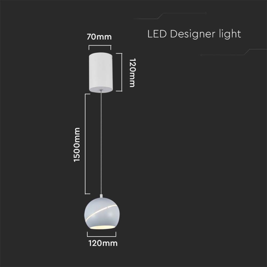 Candelabro suspenso LED LED/8,5W/230V 3000K branco