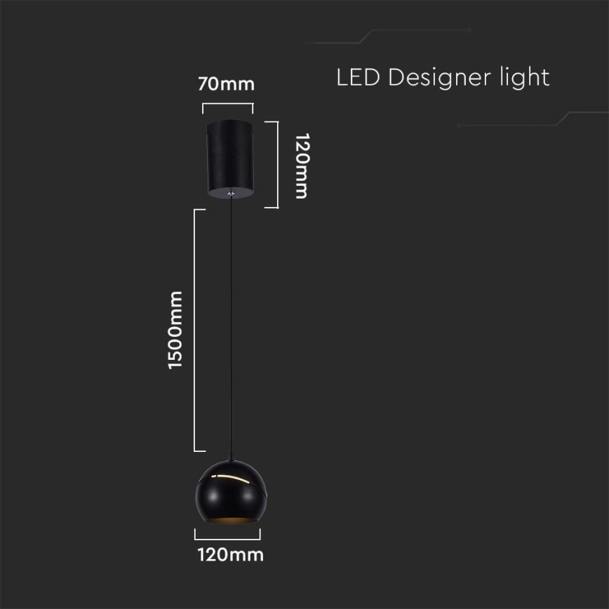 Candelabro suspenso LED LED/8,5W/230V 3000K preto