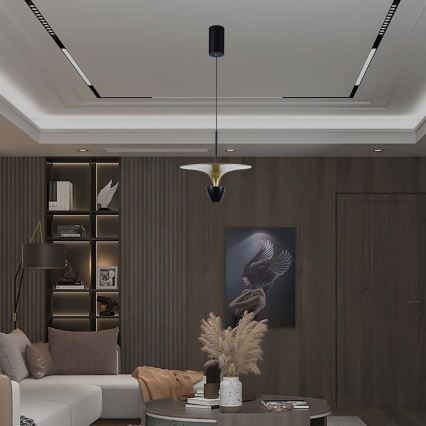 Candelabro suspenso LED LED/9W/230V 4000K preto/dourada