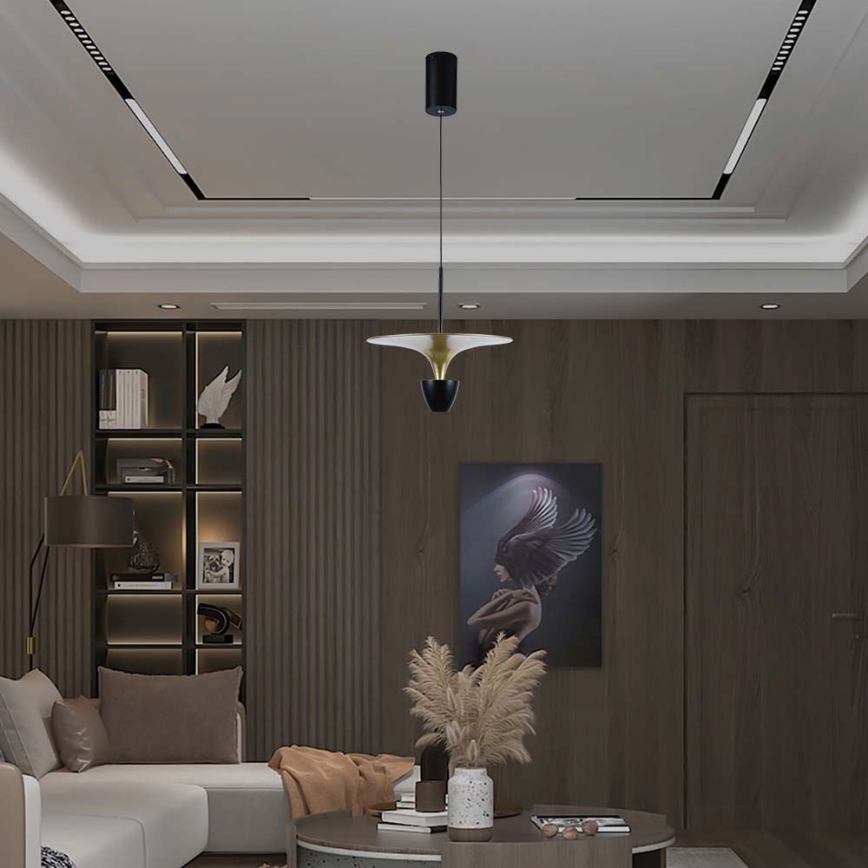 Candelabro suspenso LED LED/9W/230V 4000K preto/dourada
