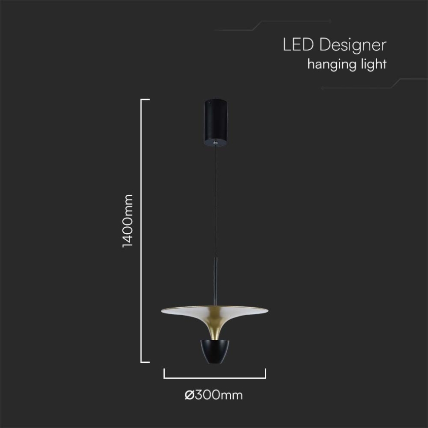 Candelabro suspenso LED LED/9W/230V 4000K preto/dourada